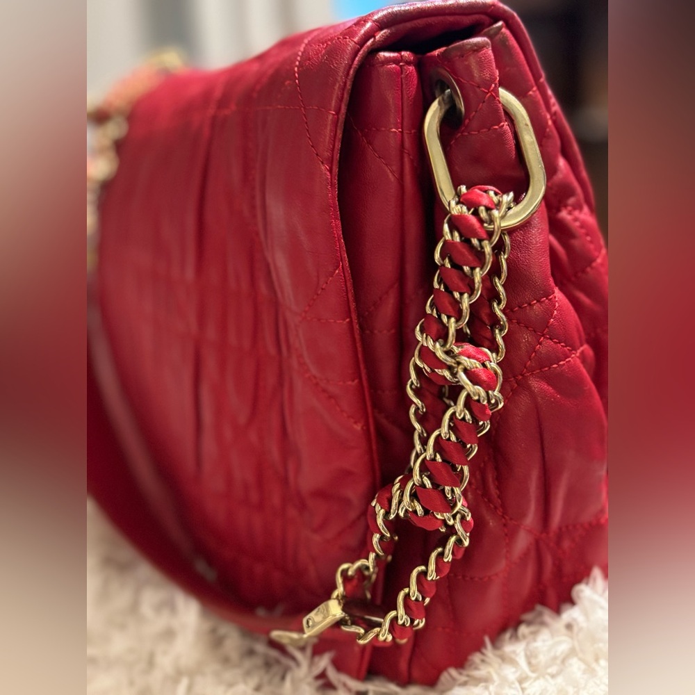 Dior Red Cannage Leather Delidior Flap Shoulder Bag w/ COA - Picture 4 of 16